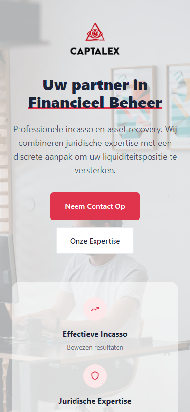 Mobiele weergave van de website van Captalex
