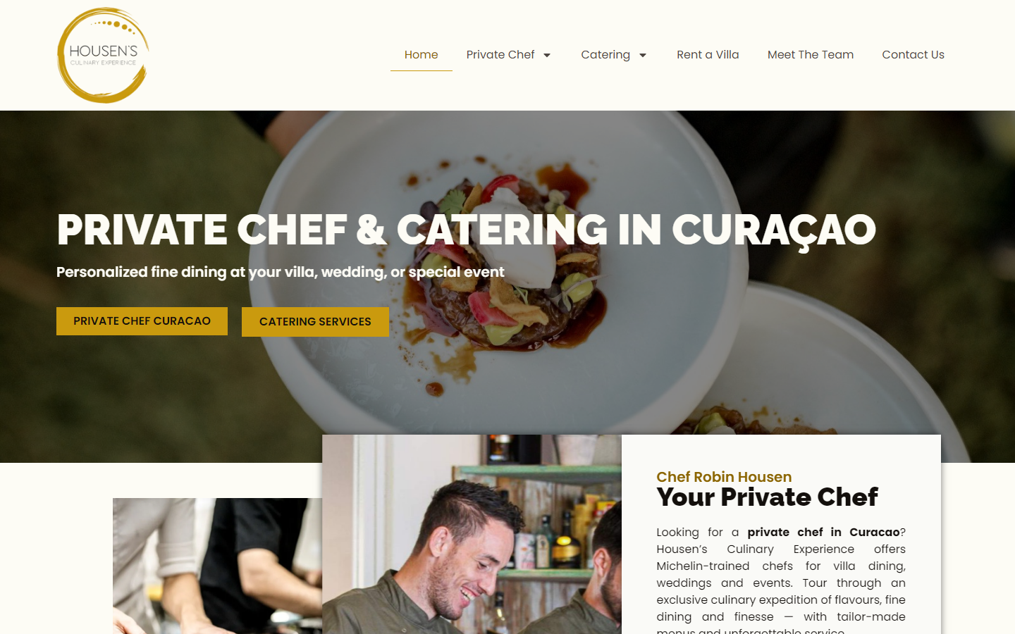 Desktopweergave van de website van Chef Housen