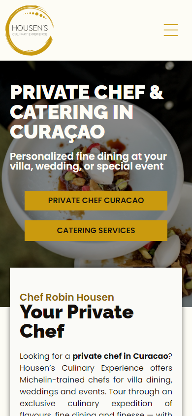 Mobiele weergave van de website van Chef Housen