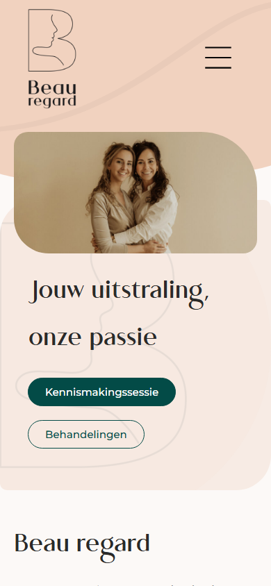 Mobiele weergave van de website van Beau Regard