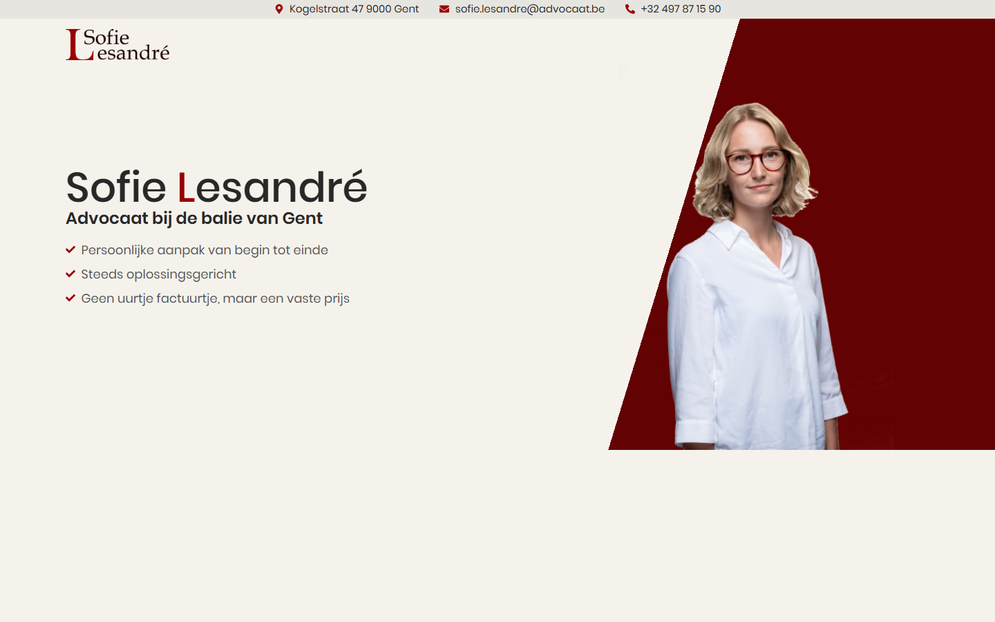 Advocaat Lesandre — voorbeeldwebsite