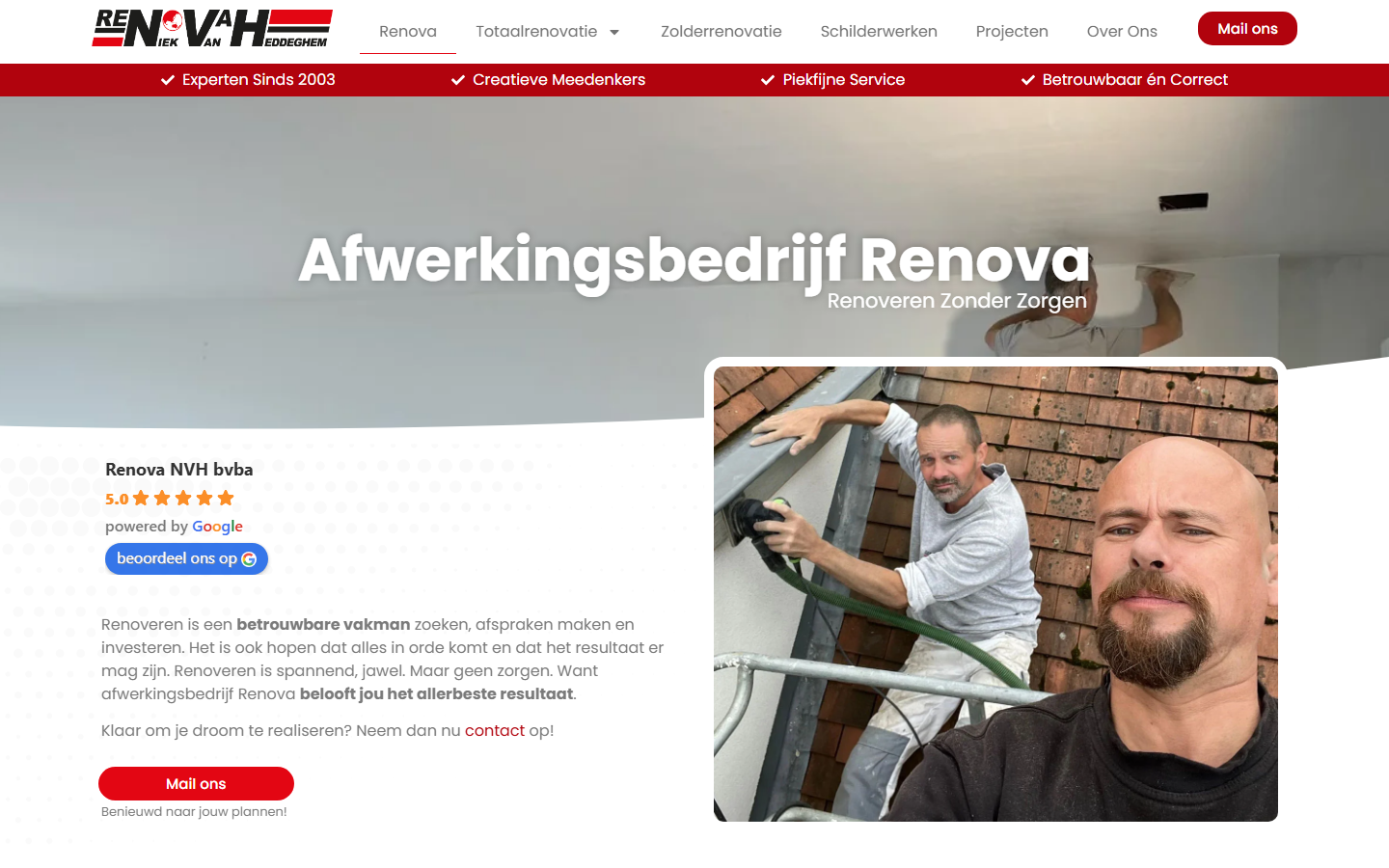 Website laten maken voor bouwbedrijf Afwerkingsbedrijf Renova — voorbeeldwebsite