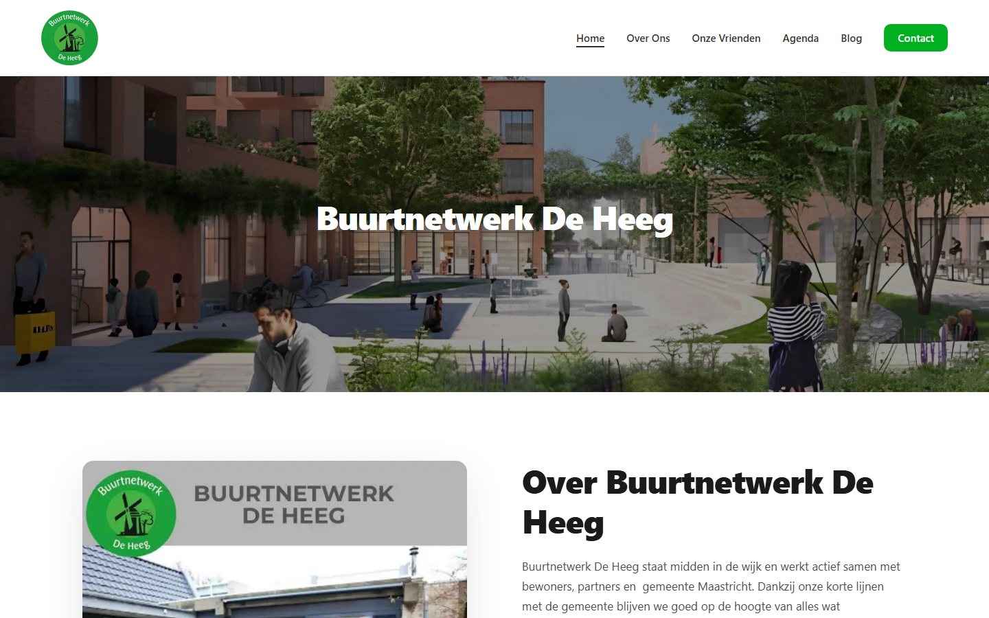 Desktopweergave van de website van Buurtnetwerk De Heeg