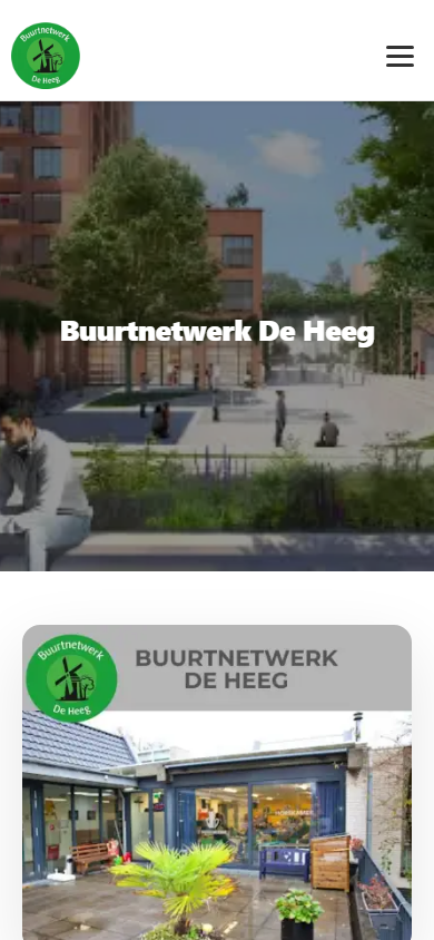 Mobiele weergave van de website van Buurtnetwerk De Heeg