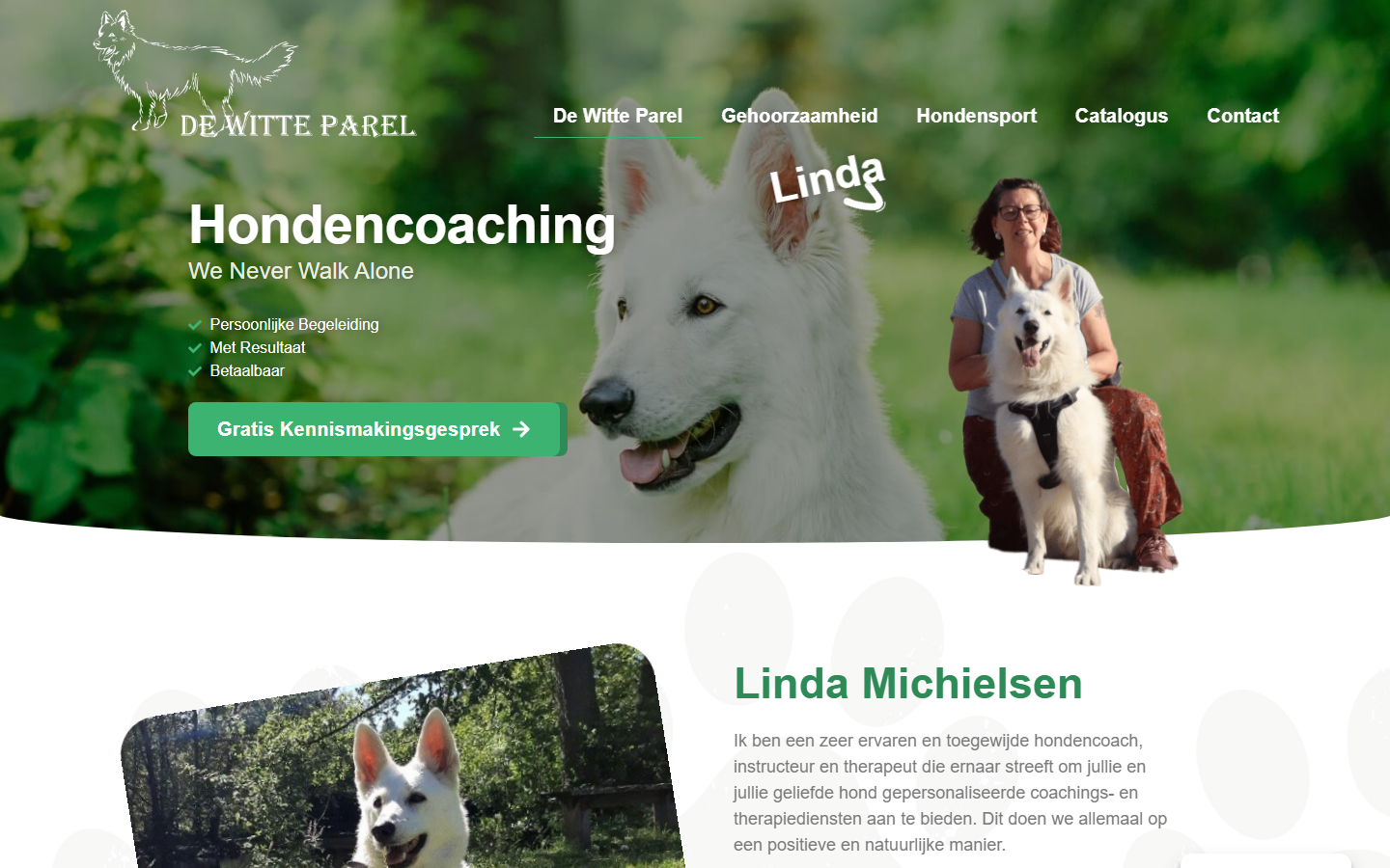 Website laten maken voor hondenschool De Witte Parel — voorbeeldwebsite