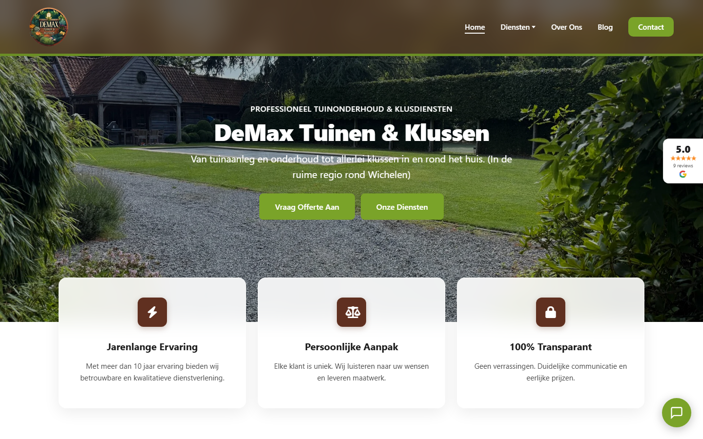 De Max Tuinen — voorbeeldwebsite