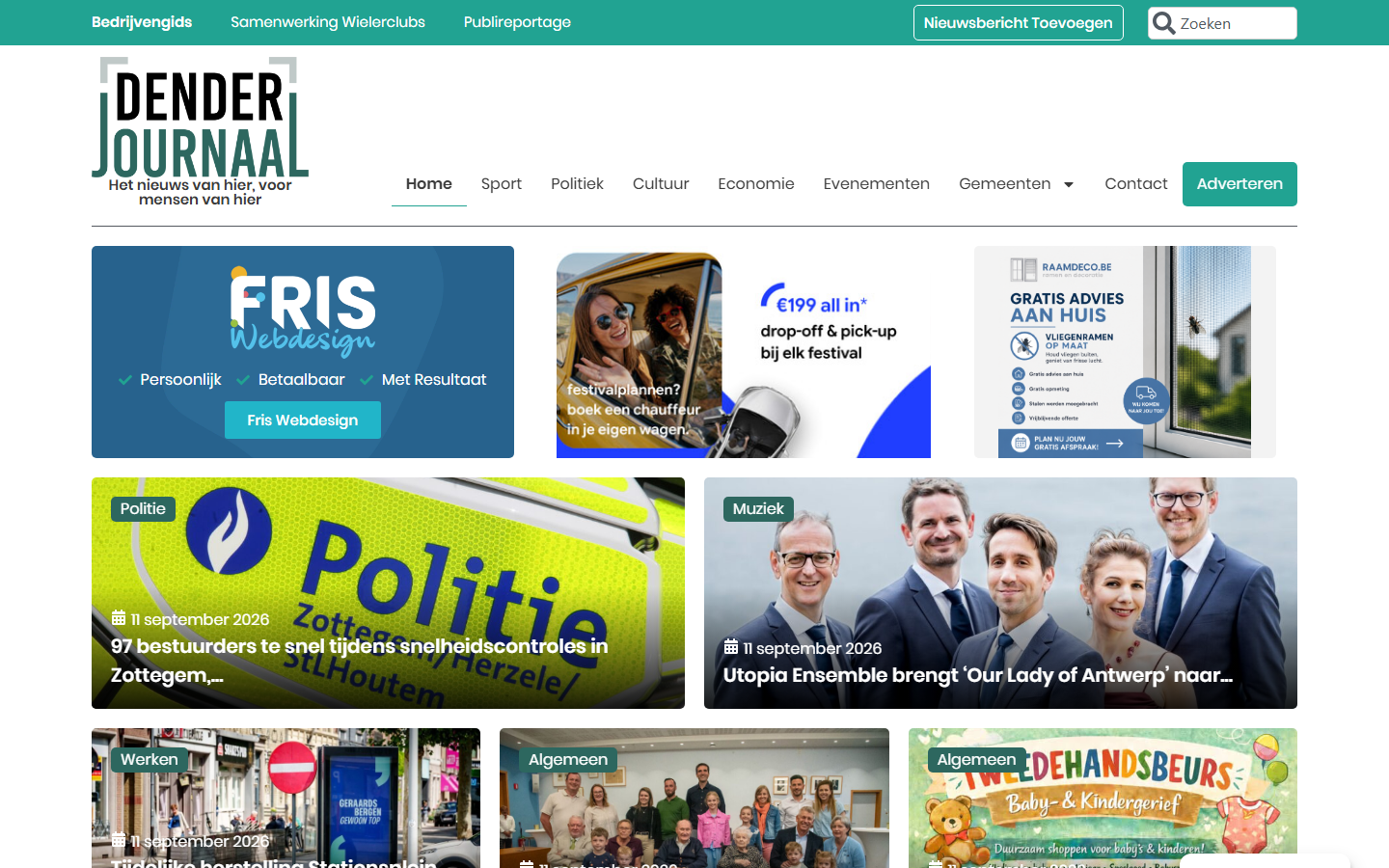 Desktopweergave van de website van Denderjournaal