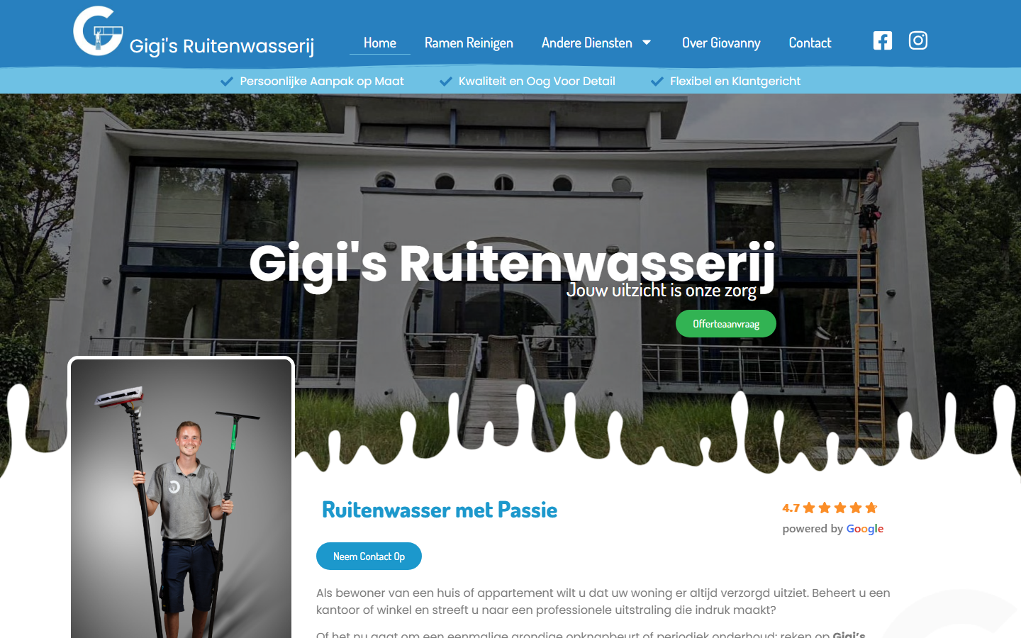 Gigi's Ruitenwasserij — voorbeeldwebsite
