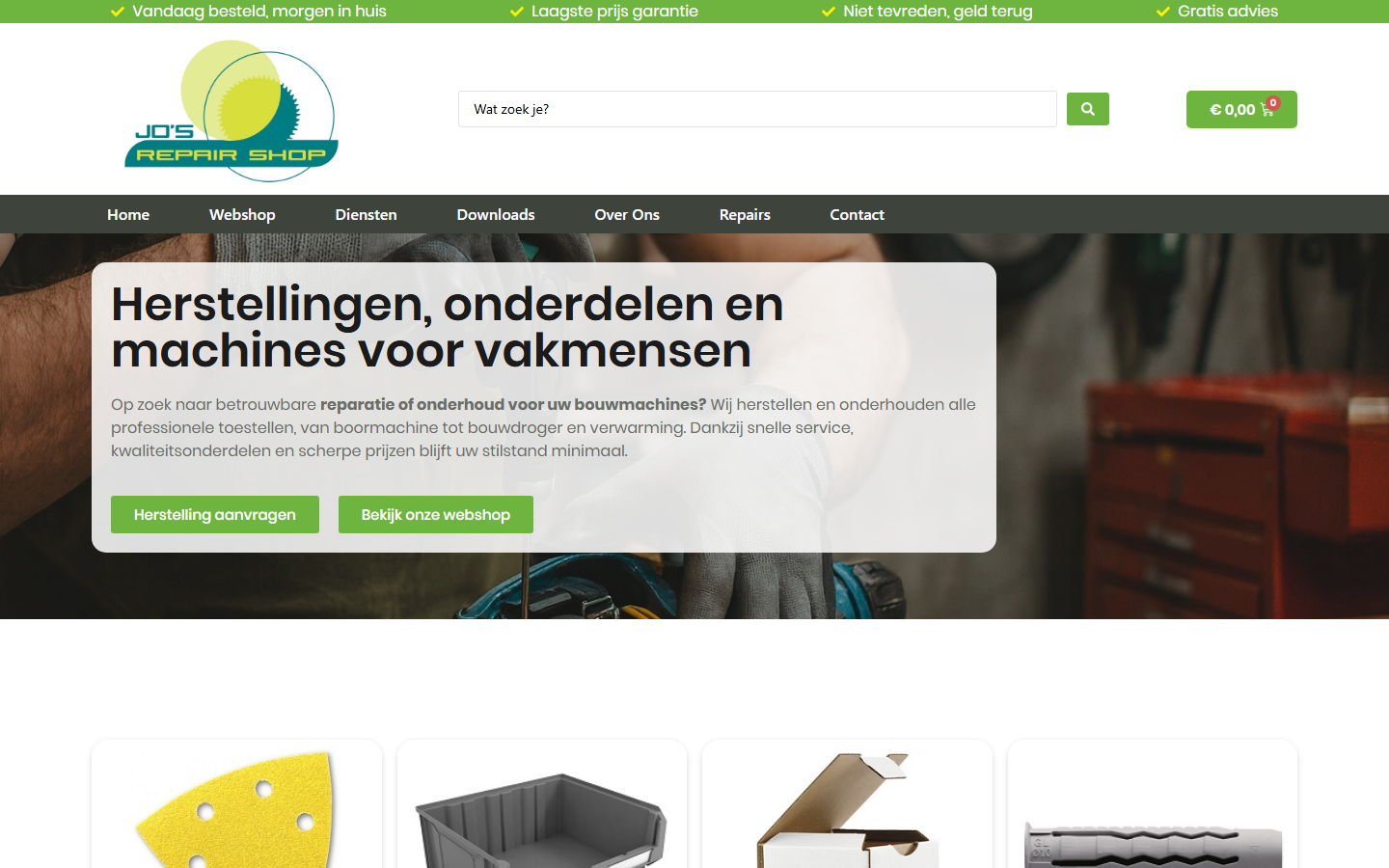 Jo's Repair Shop — voorbeeldwebsite