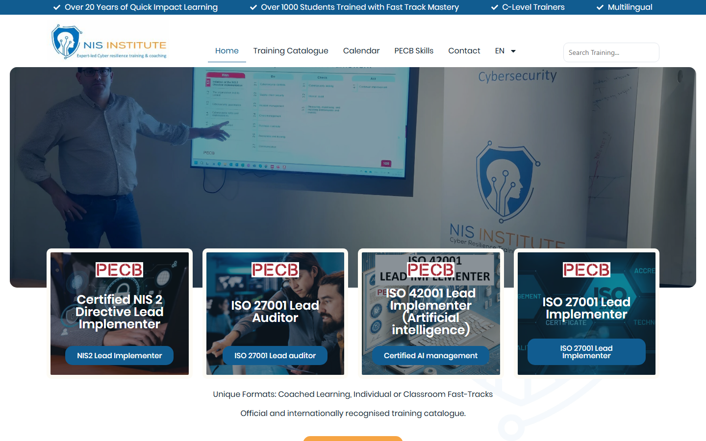 Website laten maken voor opleiding NIS Institute — voorbeeldwebsite