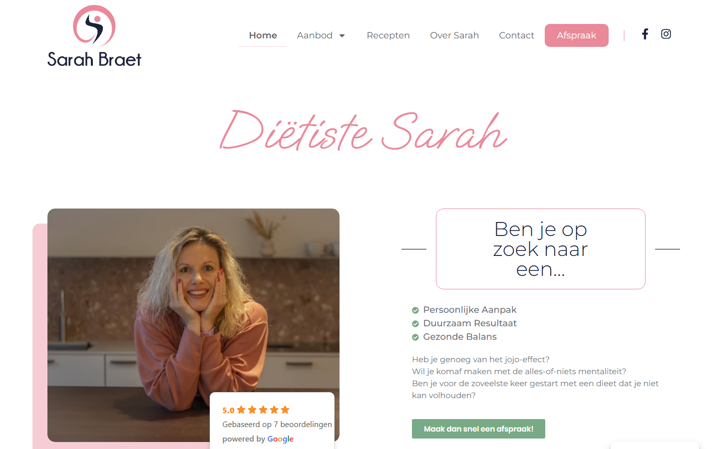 Desktopweergave Sarah Braet