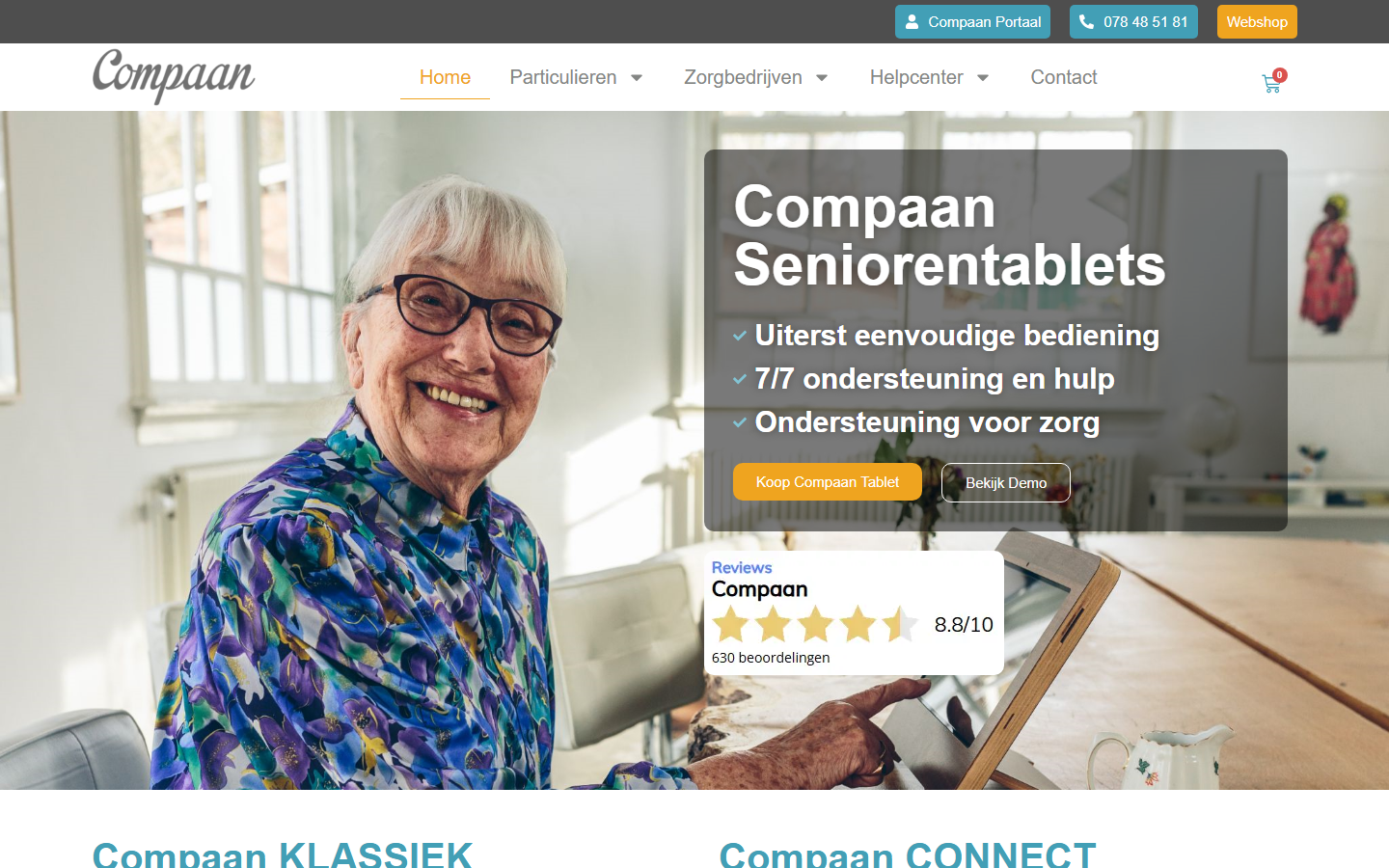 Desktopweergave Uw Compaan