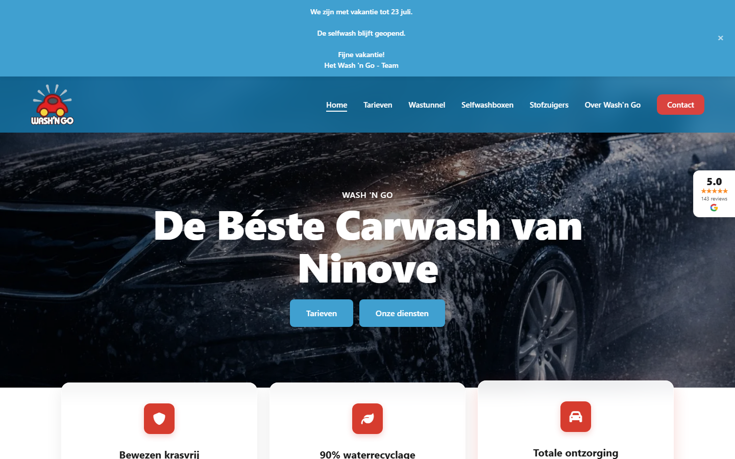 Wash & Go — voorbeeldwebsite